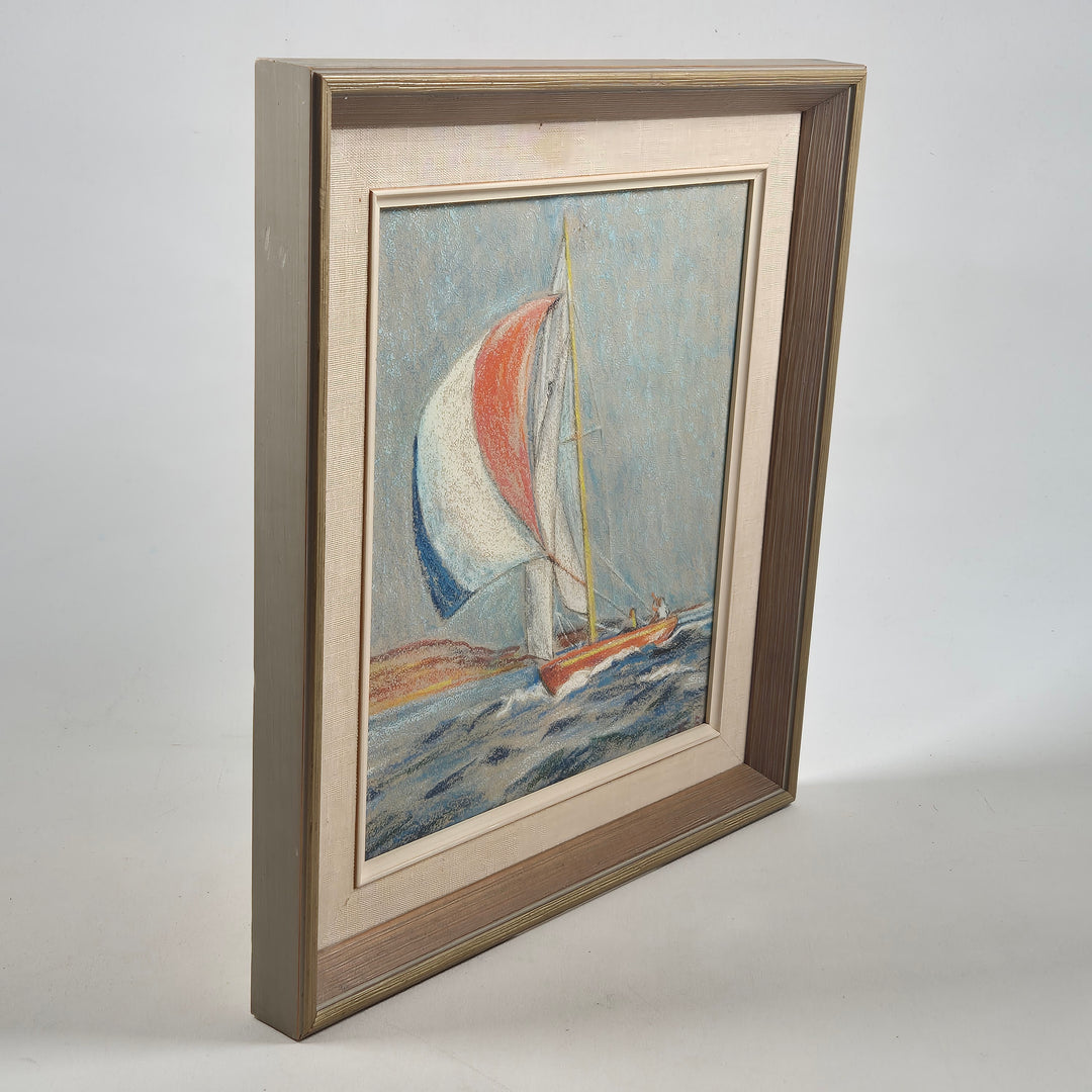 Retro inramad tavla av segelbåt