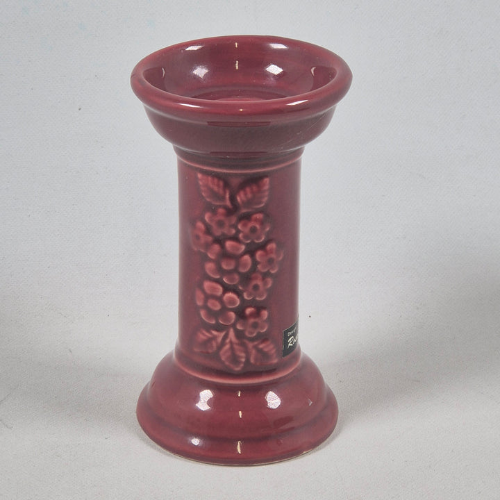 Röd keramisk ljusstake retro Rosa Ljung