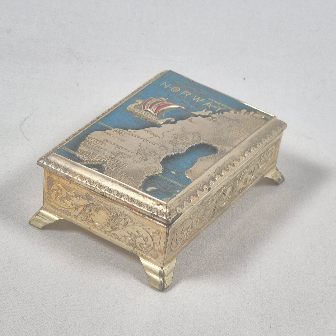 Retro Förvaringslåda i Metall med Norges Karta