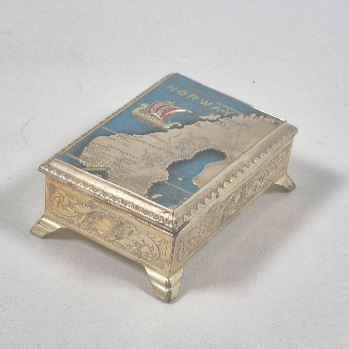 Retro Förvaringslåda i Metall med Norges Karta