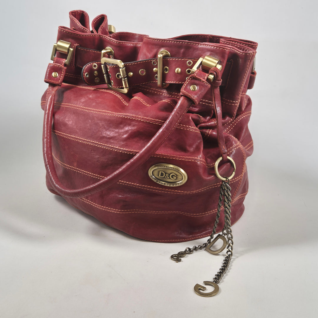 Röd läderhandväska Dolce & Gabbana elegant