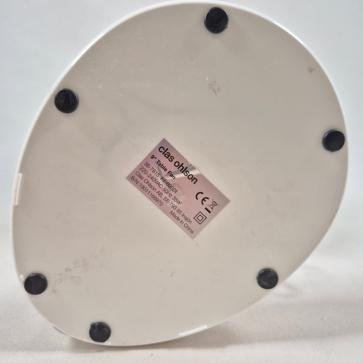 Clas Ohlson vit bordfläkt i plast