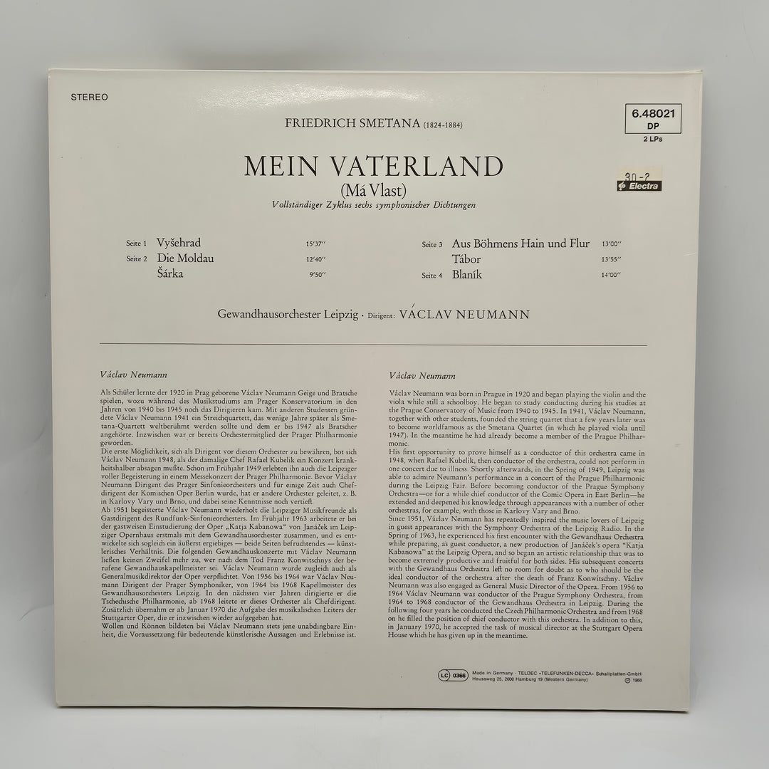 Friedrich Smetana "Má vlast" Vinyl LP Retro