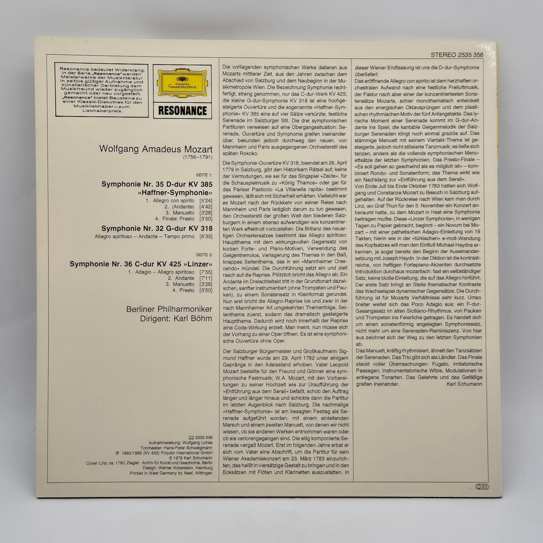 Mozart Vinylalbum Klassisk med Berliner Philharmoniker