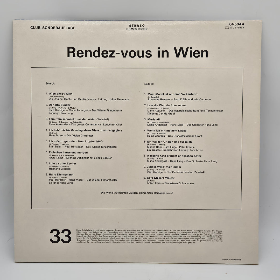 Retro vinylskiva Rendez-vous in Wien 12 tum
