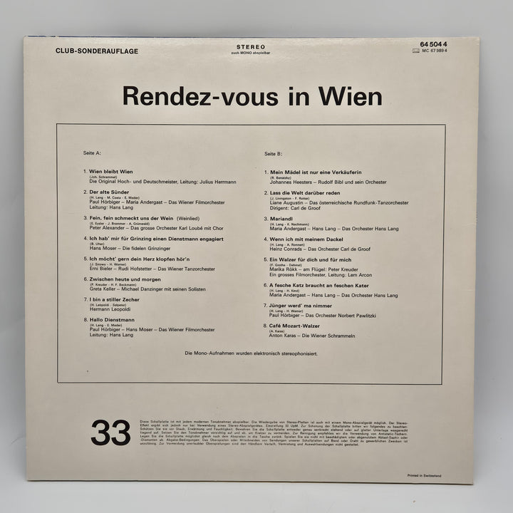 Retro vinylskiva Rendez-vous in Wien 12 tum