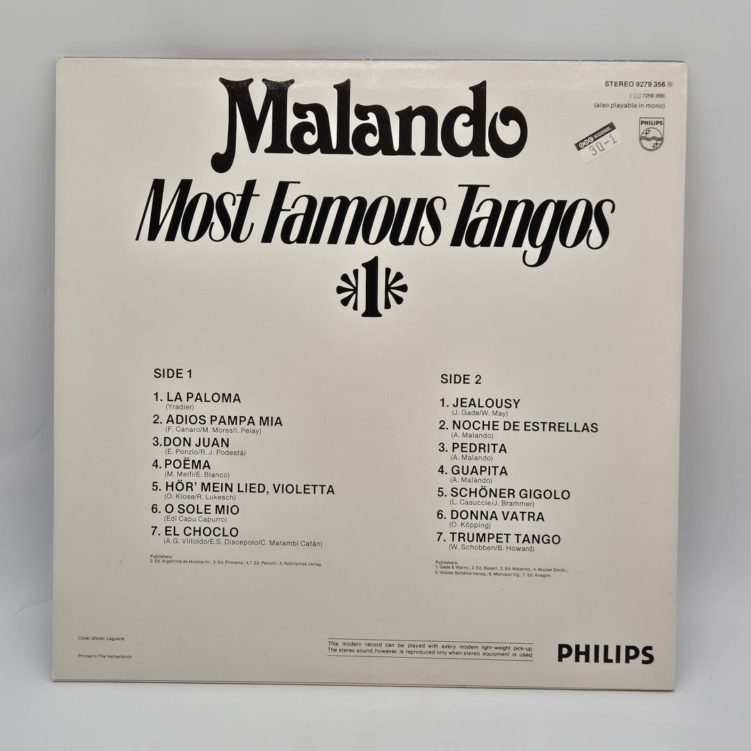 Klassisk retrovinyl Malando tango Philips