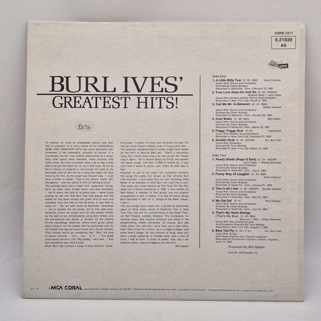 Burl Ives' Greatest Hits Retro Vinyl LP