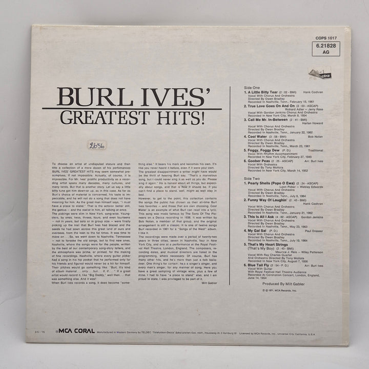 Burl Ives' Greatest Hits Retro Vinyl LP