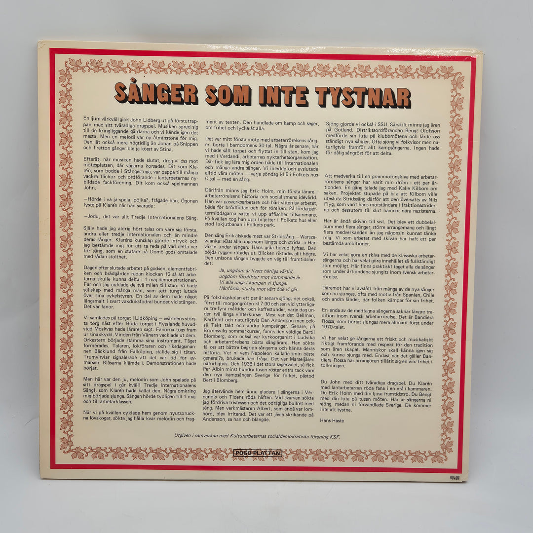 Retro LP-skiva Arbetarrörelsens Sånger