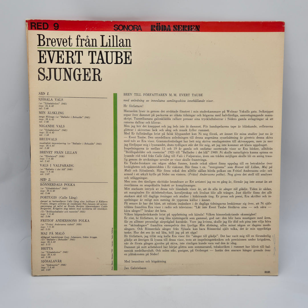 Evert Taube Vinylskiva Retro Sonora 12 tum