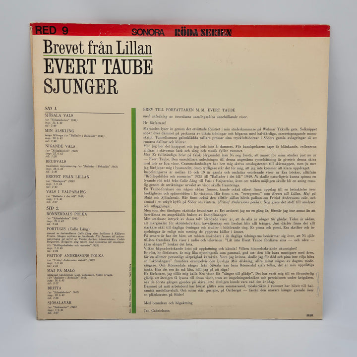 Evert Taube Vinylskiva Retro Sonora 12 tum