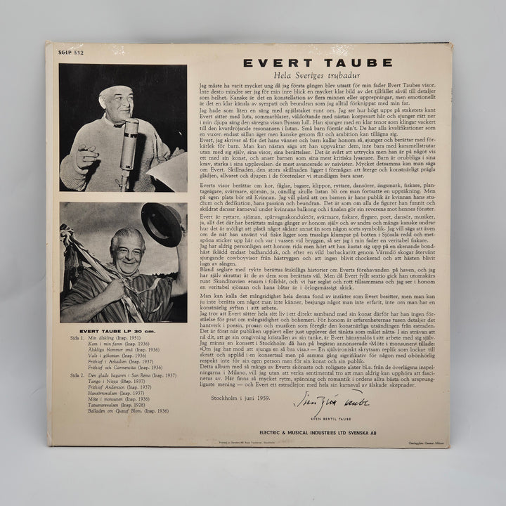 Evert Taube retro vinyl 12 tum LP