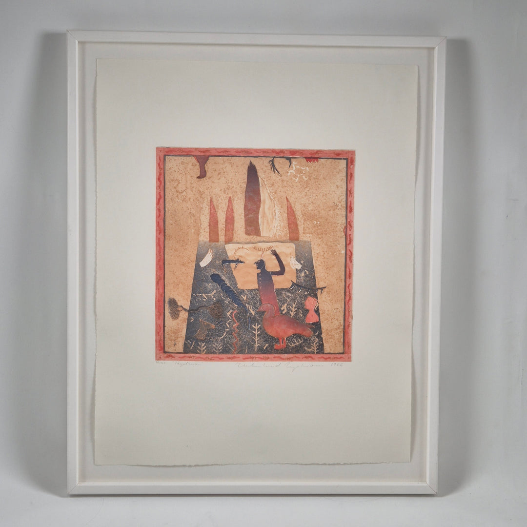 Retro konsttryck med stilren vit ram