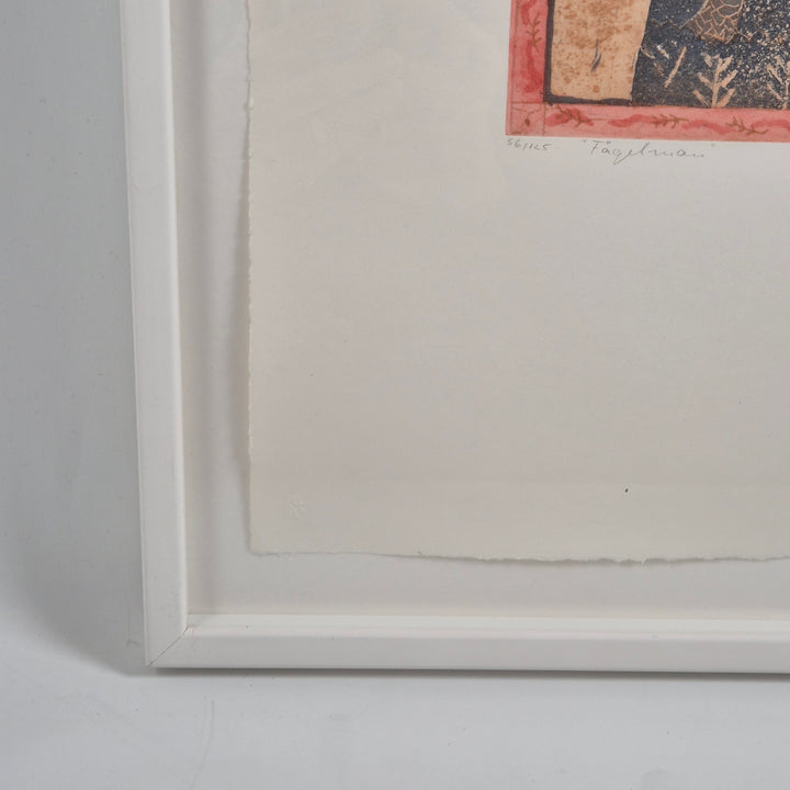 Retro konsttryck med stilren vit ram