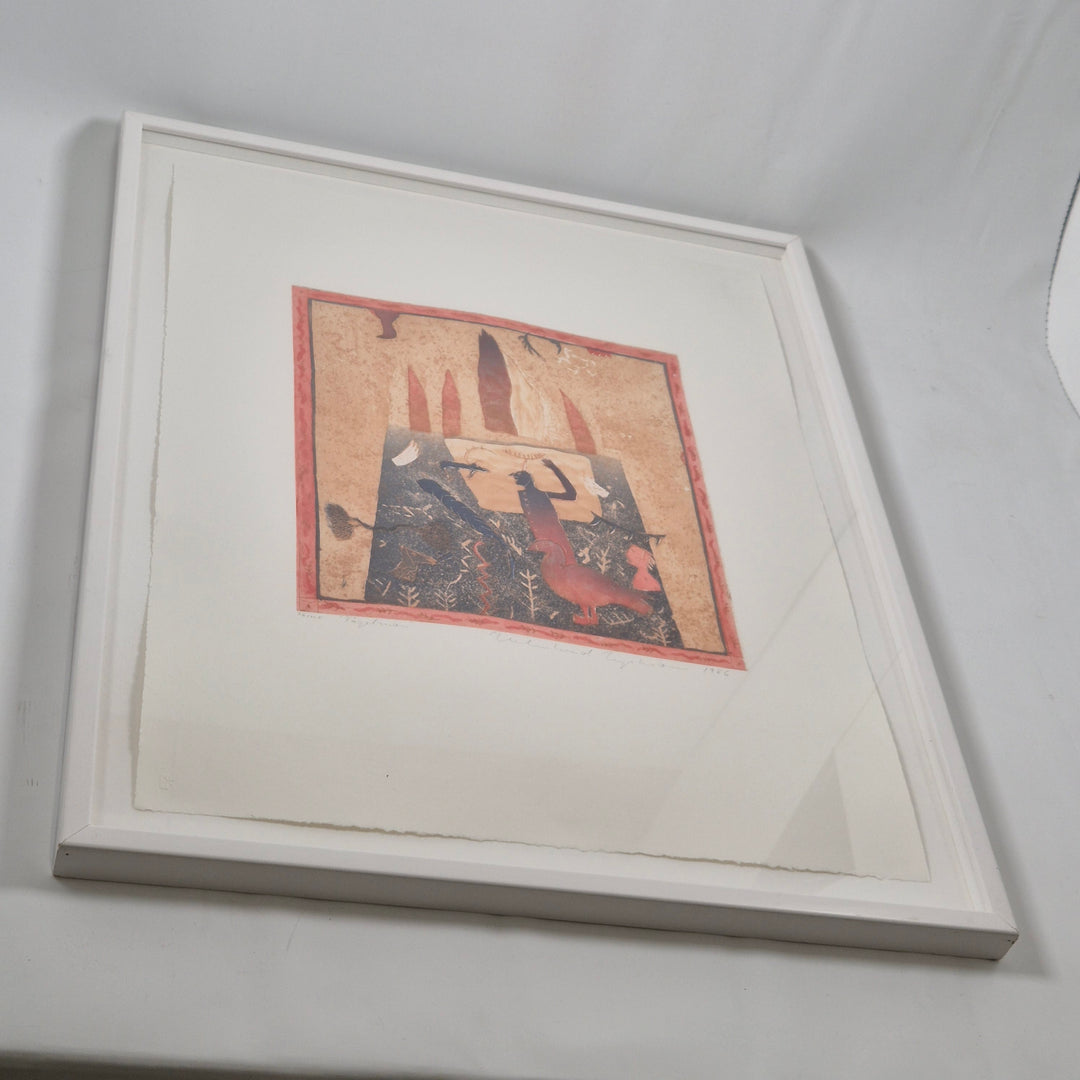 Retro konsttryck med stilren vit ram