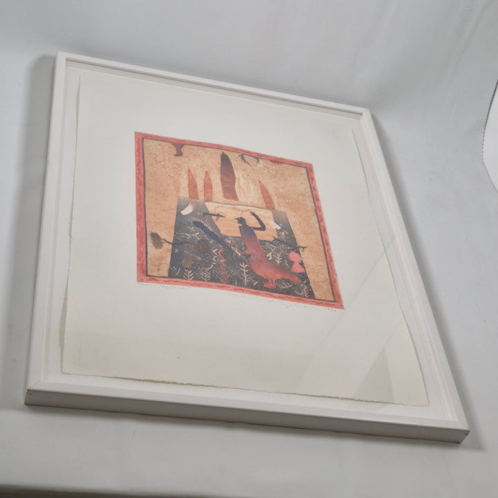 Retro konsttryck med stilren vit ram