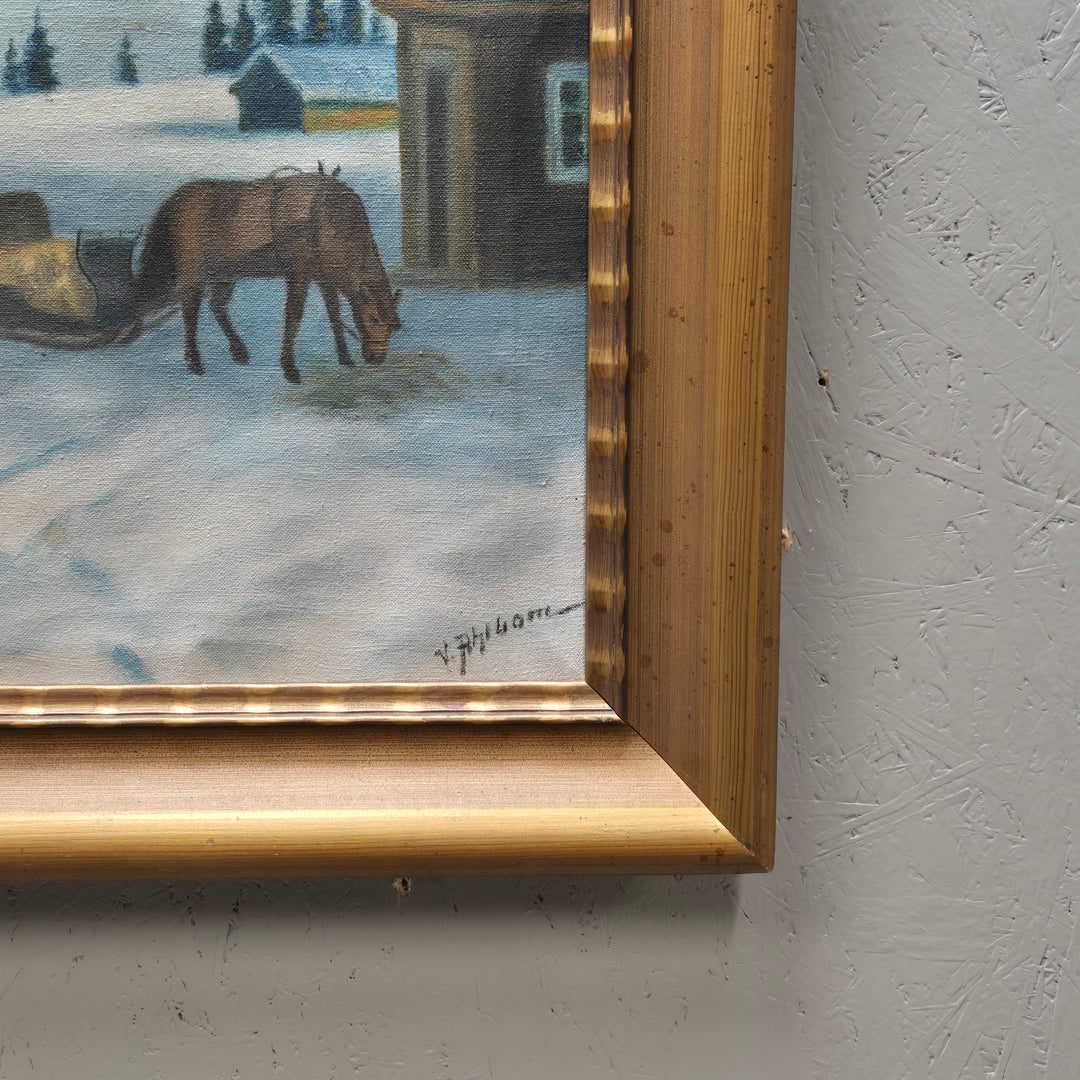 Vintermålning av Bertil Hjelmar, retro charm