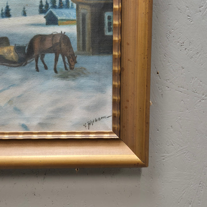 Vintermålning av Bertil Hjelmar, retro charm