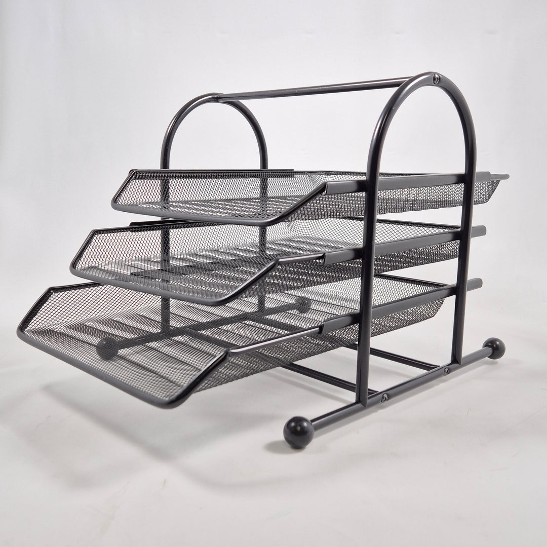 Elegant dokumenthållare i svart metall mesh