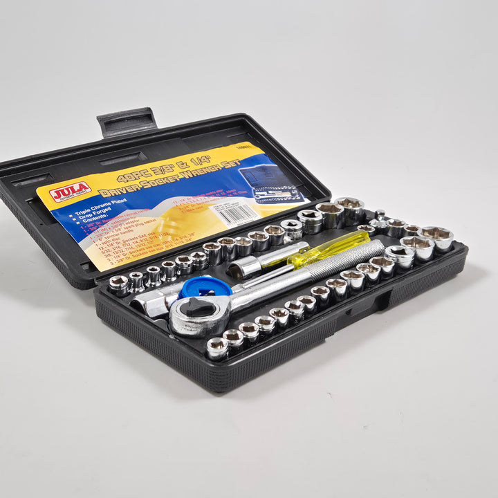 Jula 40-delars hylsnyckelsats i förkromat stål