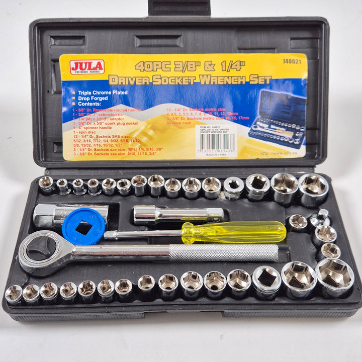 Jula 40-delars hylsnyckelsats i förkromat stål