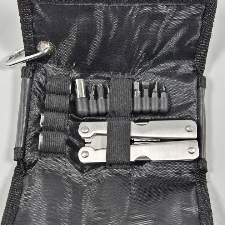 Kompakt och hållbar verktygssats i rostfritt stål