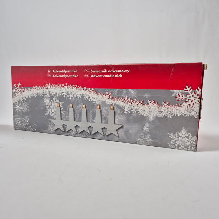 Retro adventsljusstake i vitmålat trä