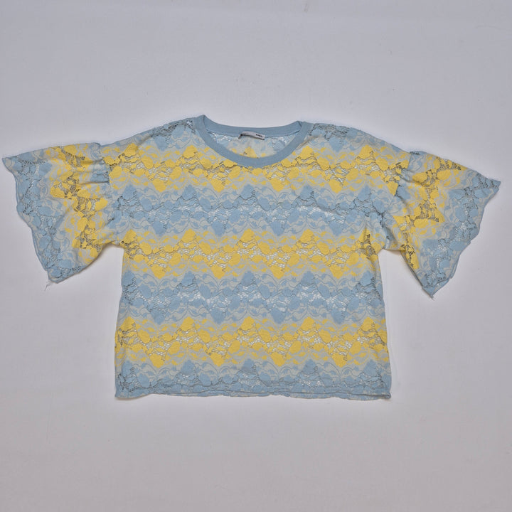 Zara spetstopp i blå och gul spets