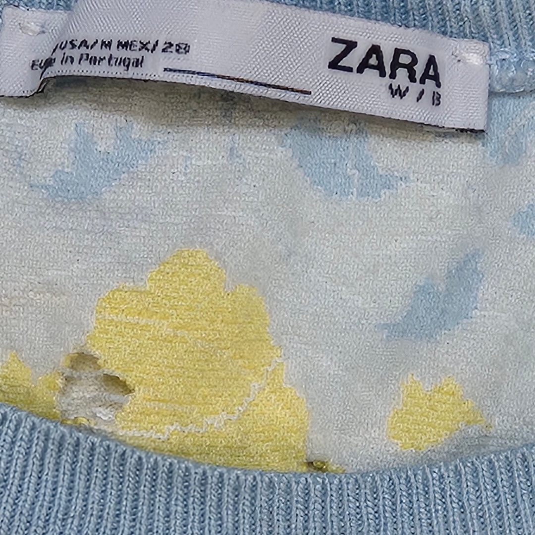 Zara spetstopp i blå och gul spets