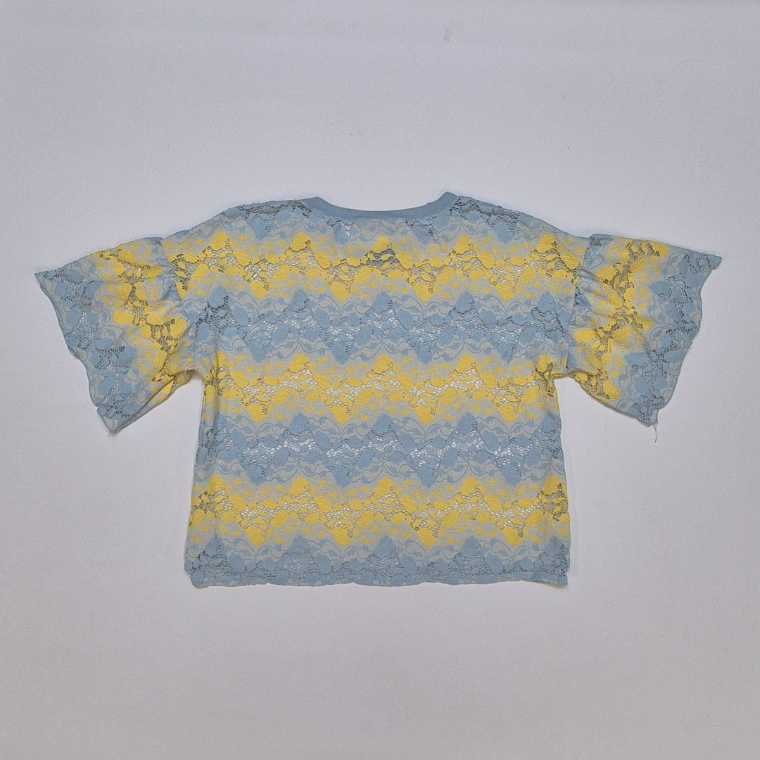 Zara spetstopp i blå och gul spets