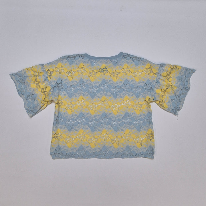 Zara spetstopp i blå och gul spets