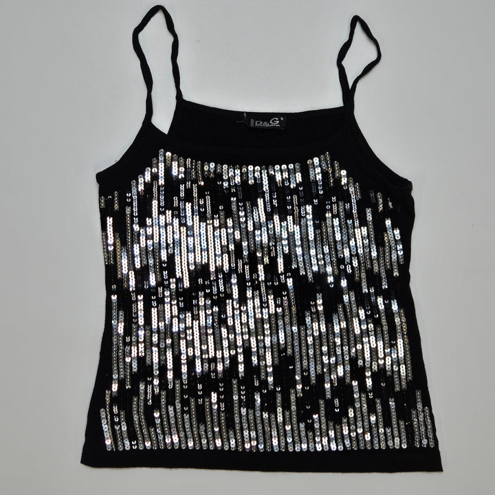 Elegant svart topp med silverpärlor från Dolce & Gabbana