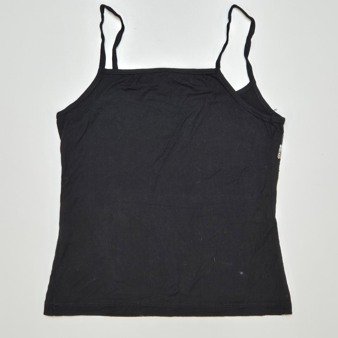 Elegant svart topp med silverpärlor från Dolce & Gabbana