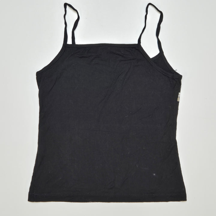 Elegant svart topp med silverpärlor från Dolce & Gabbana