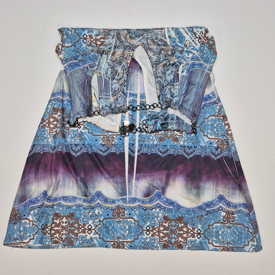 Celine mönstrad klänning sidenblandning