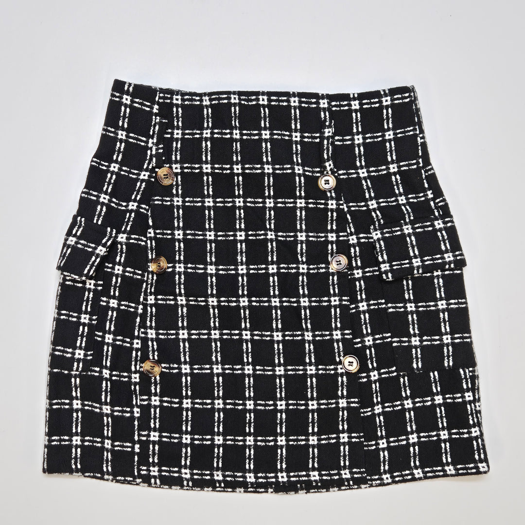 Elegant rutiga kjol från Shein i syntetmaterial