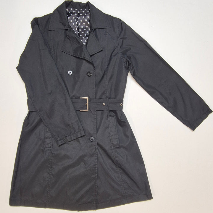 Elegant svart damtrenchcoat i syntetfiber, M