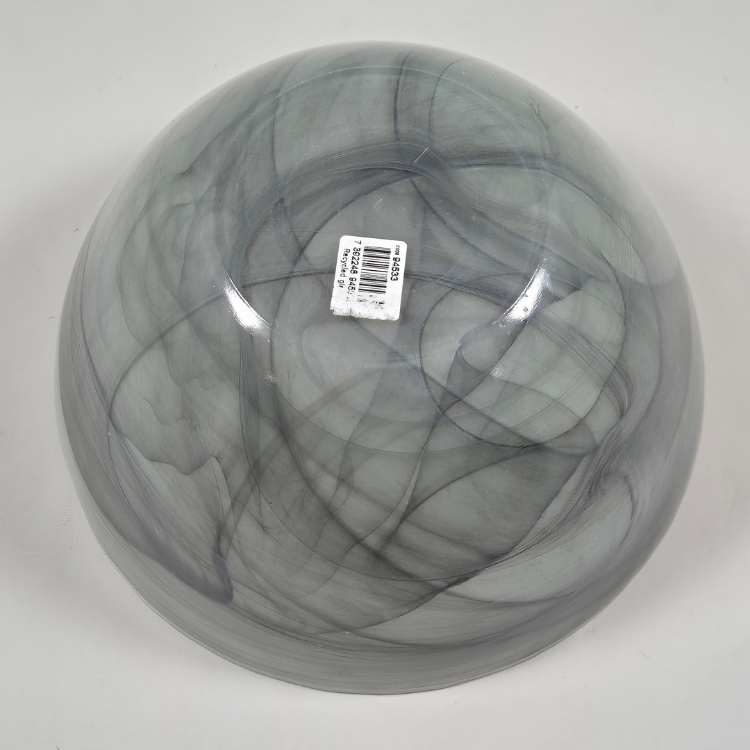 Stor dekorativ glasskål med svartvita mönster – handblåst glas