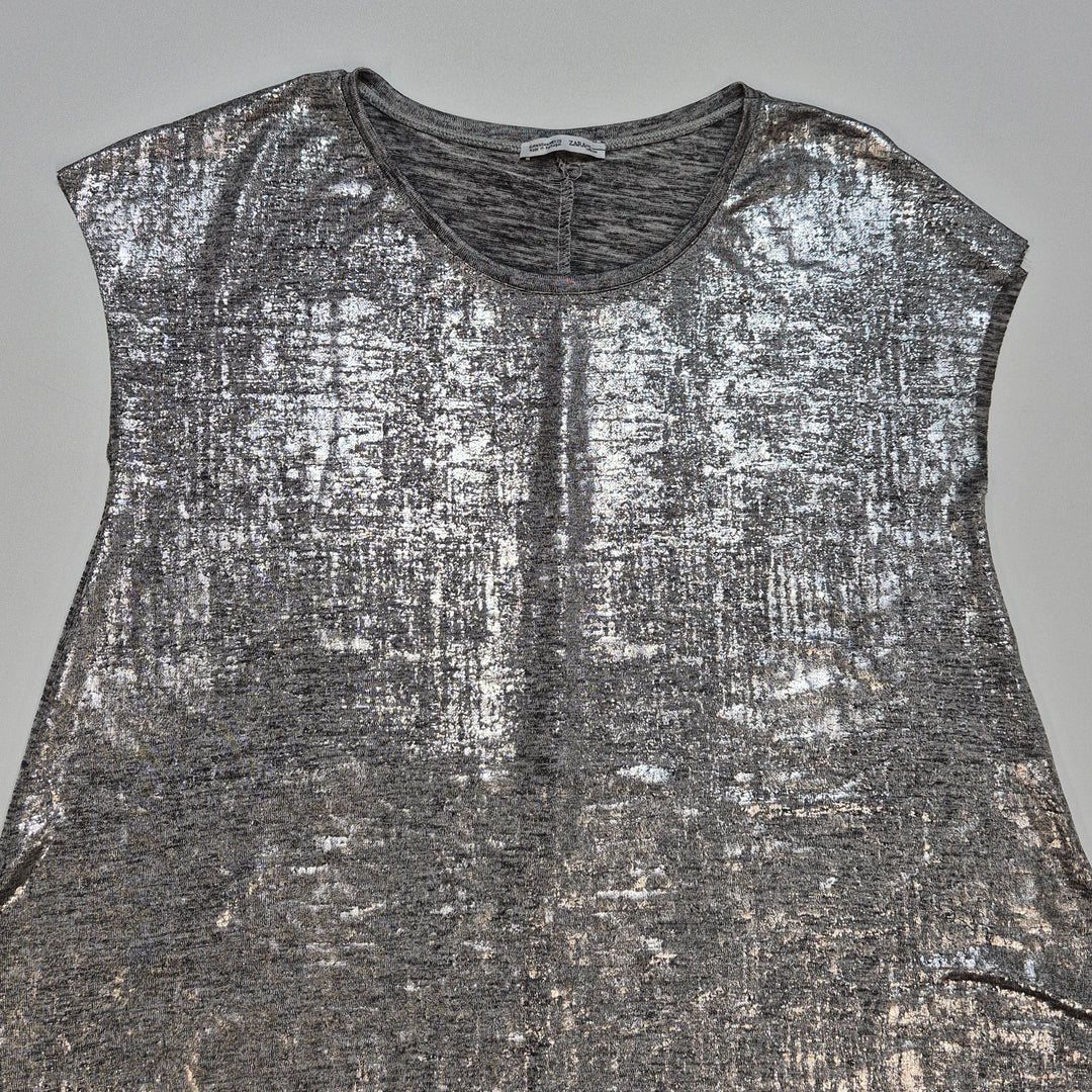 Glamorös Silverfärgad Top från Zara Damkläder