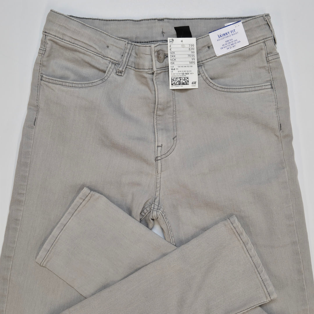 Ljusgrå skinny jeans H&M justerbar midja