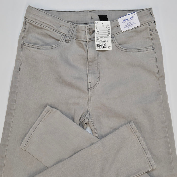 Ljusgrå skinny jeans H&M justerbar midja