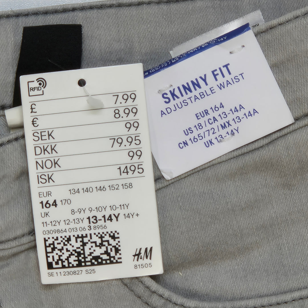 Ljusgrå skinny jeans H&M justerbar midja