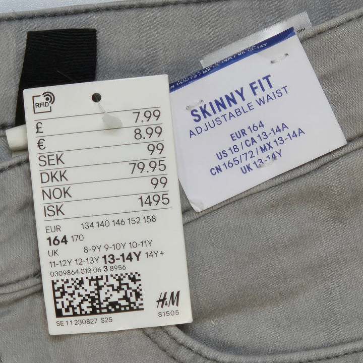 Ljusgrå skinny jeans H&M justerbar midja