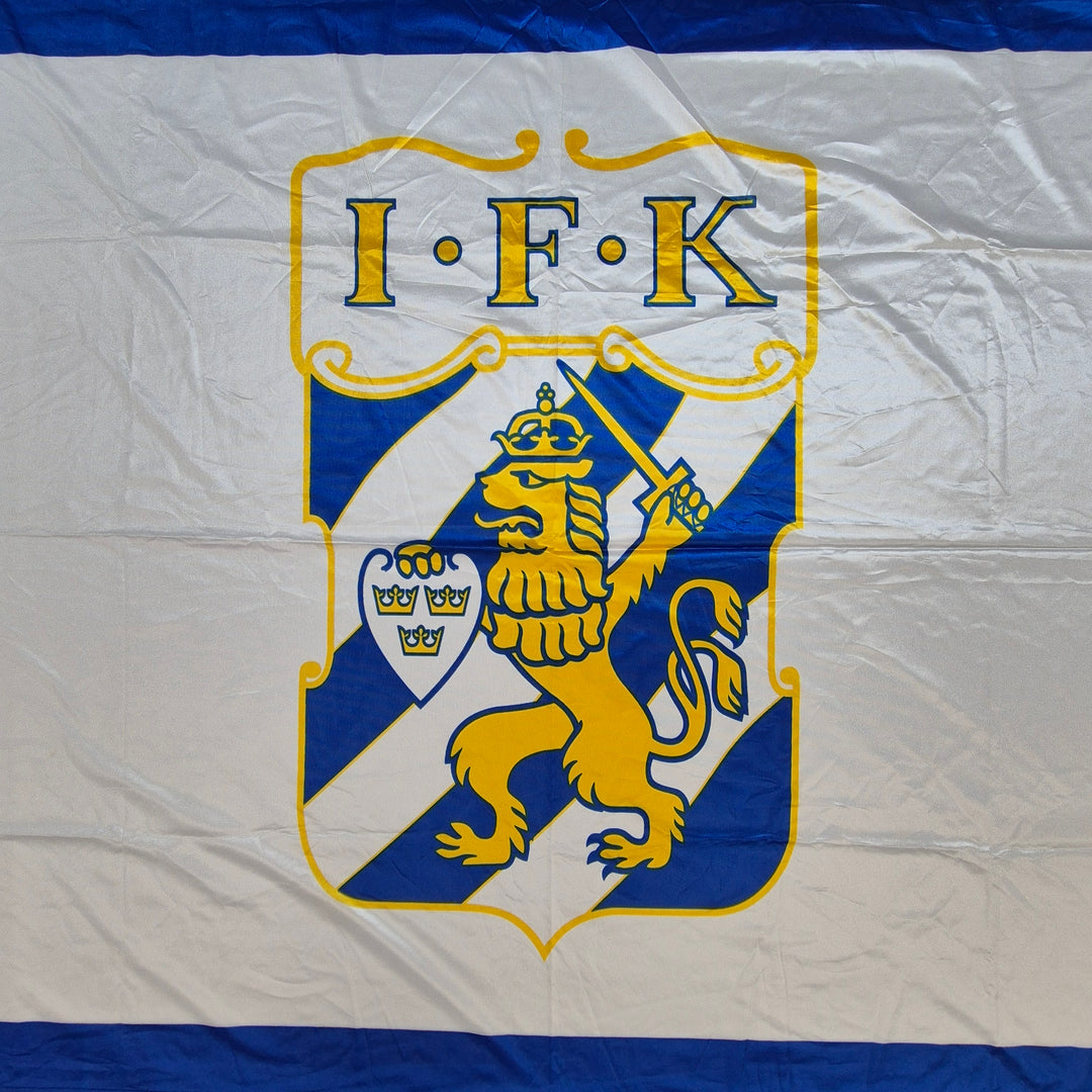 Unik blågul supporterflagga med riddarvapen