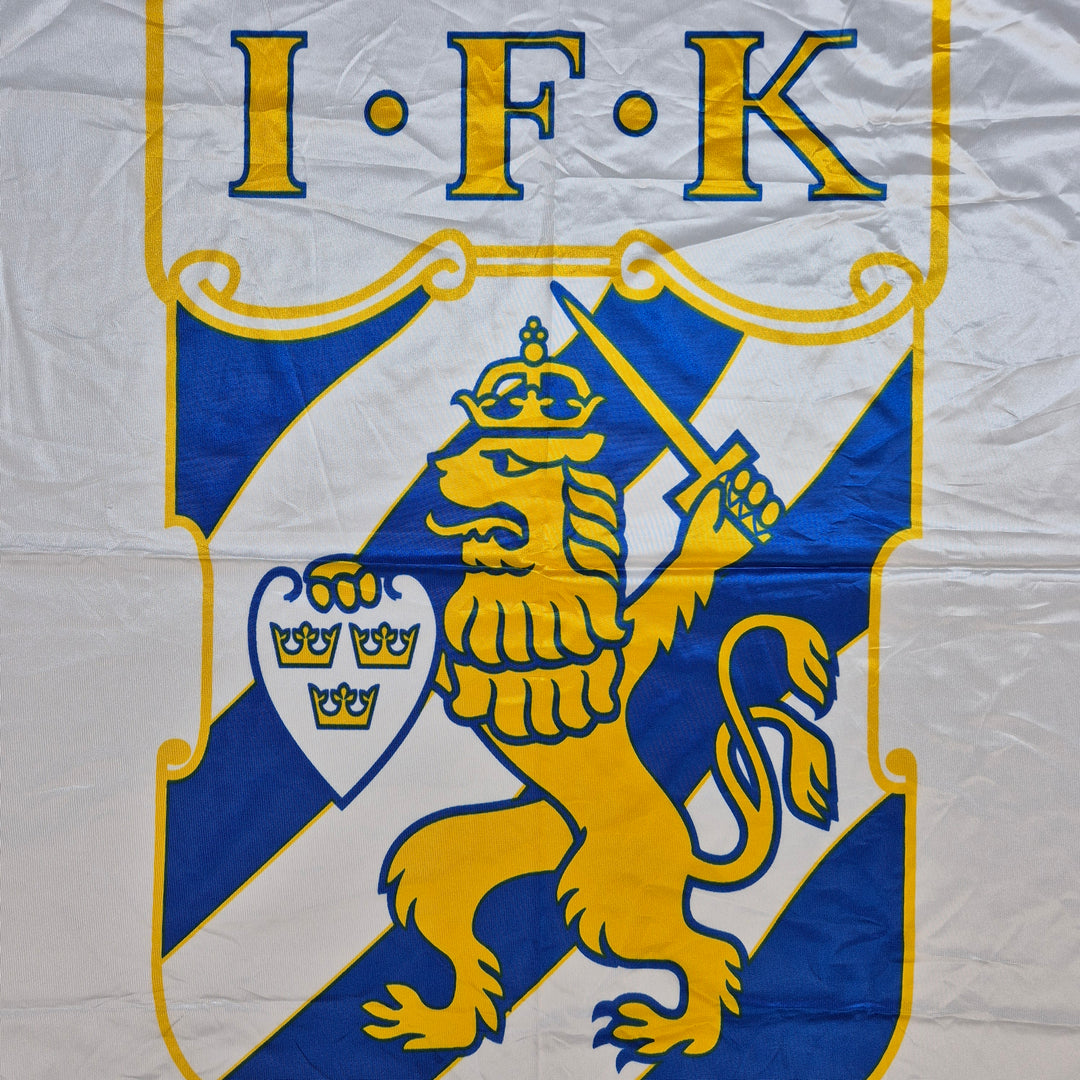 Unik blågul supporterflagga med riddarvapen