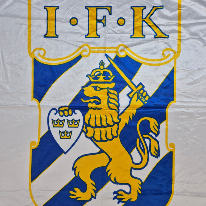 Unik blågul supporterflagga med riddarvapen