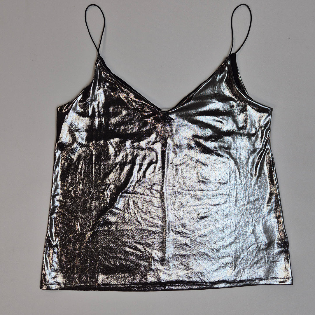 H&M metallisk silvertopp medium festlig