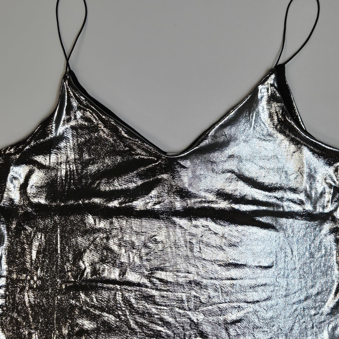 H&M metallisk silvertopp medium festlig