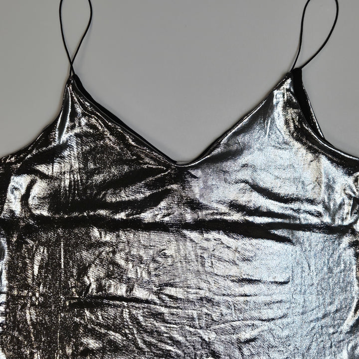 H&M metallisk silvertopp medium festlig